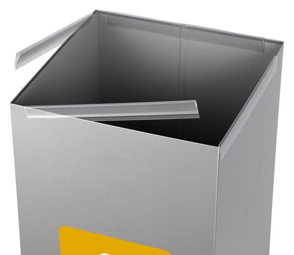Alda Koš na tříděný odpad Eko Square Nord 90 l, žluté víko - plast, lakovaná ocel, šedá
