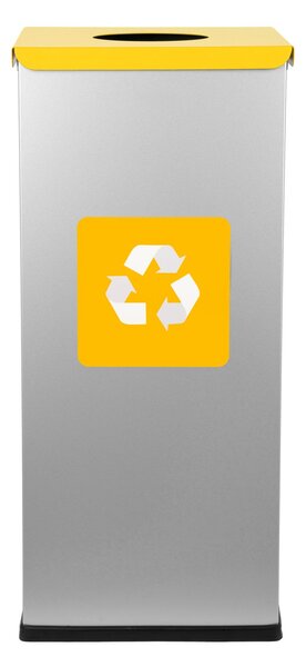Alda Koš na tříděný odpad Eko Square 60 l, žluté víko - plast, lakovaná ocel, šedá