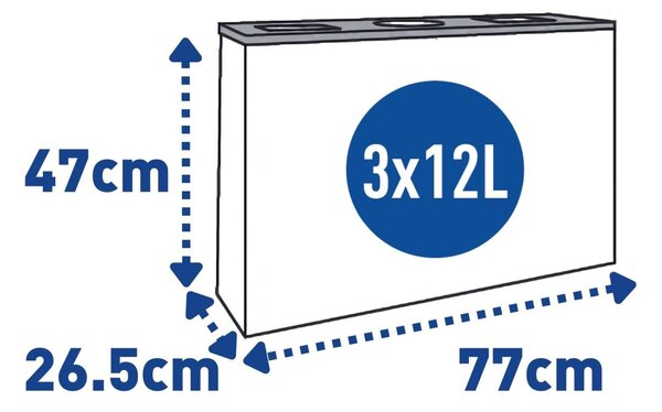 Alda Sestava na tříděný odpad Eko Station Mini 3 x 12 l, lakovaná ocel, šedá
