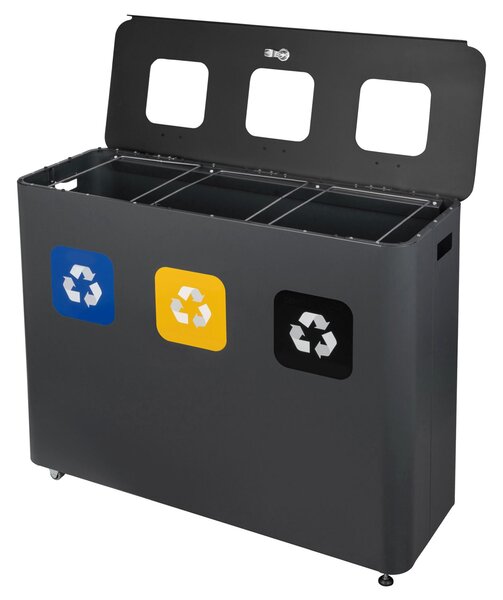 Alda Sestava na tříděný odpad Eko Star Station 3 x 60 l, lakovaná ocel, šedá