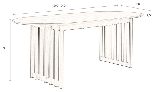 Dubový rozkládací jídelní stůl DUTCHBONE BARLET 200/240 x 90 cm