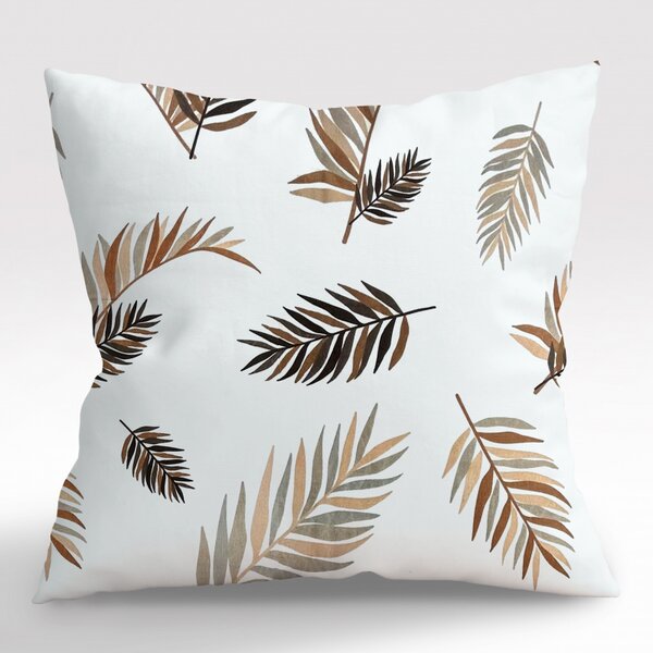 Ervi povlak na polštář bavlněný - palmové listy na bílém