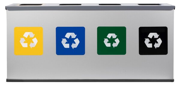 Alda Sestava na tříděný odpad Eko Station Mini 4 x 12 l, lakovaná ocel, šedá