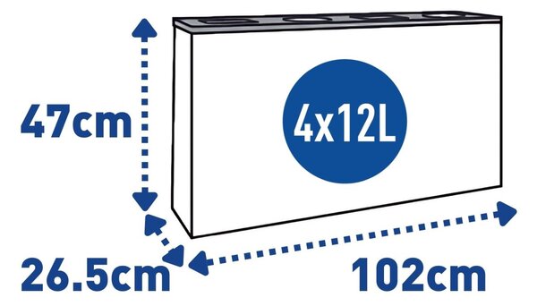 Alda Sestava na tříděný odpad Eko Station Mini 4 x 12 l, lakovaná ocel, šedá