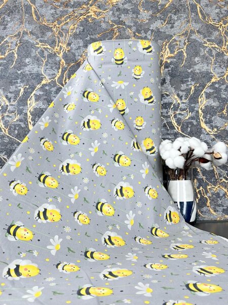 Ervi bavlna š.240cm - včely na šedém 29216-2, metráž