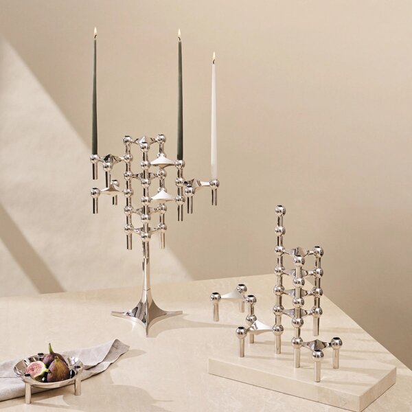 Designový svícen STOFF Nagel Chrome – set 3 ks