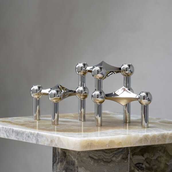 Designový svícen STOFF Nagel Chrome – set 3 ks