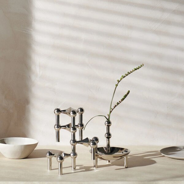 Designový svícen STOFF Nagel Chrome – set 3 ks