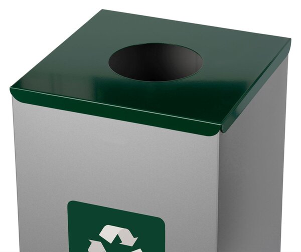 Alda Koš na tříděný odpad Eko Square 90 l, zelené víko - sklo, lakovaná ocel, šedá