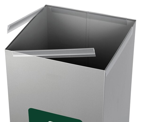 Alda Koš na tříděný odpad Eko Square 90 l, zelené víko - sklo, lakovaná ocel, šedá