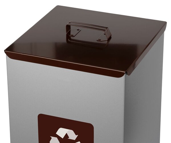 Alda Koš na tříděný odpad Eko Square 90 l, hnědé víko - bio, lakovaná ocel, šedá