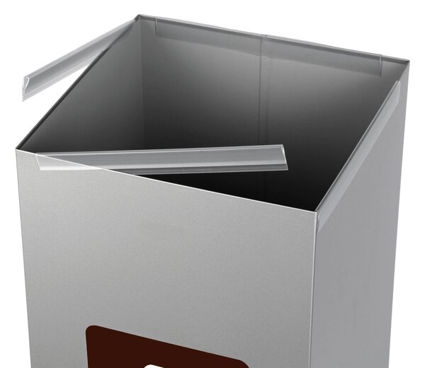 Alda Koš na tříděný odpad Eko Square 60 l, hnědé víko - bio, lakovaná ocel, šedá