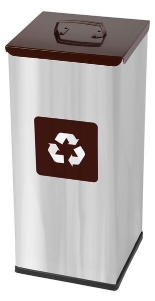 Alda Koš na tříděný odpad Eko Square 60 l, hnědé víko - bio, nerez ocel, lesklá