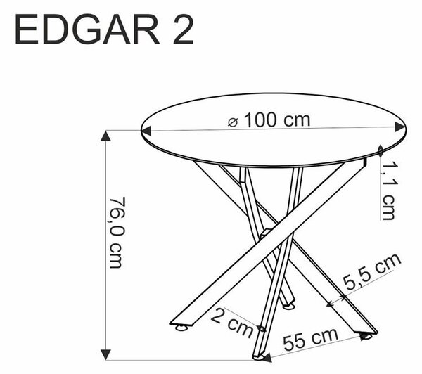 Jídelní stůl Edgaro 2 (bílý mramor + černá) (pro 4 osoby)