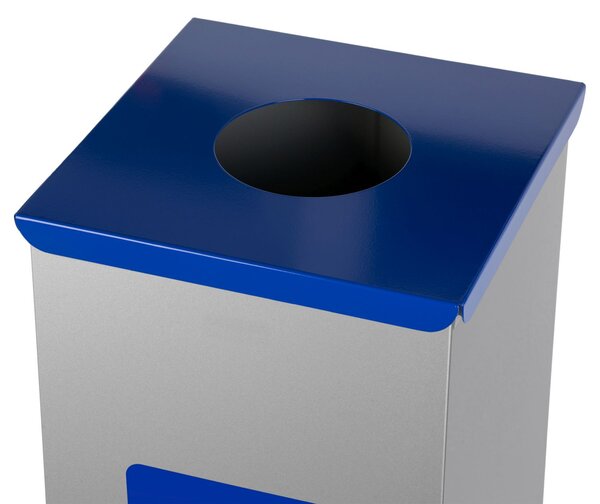 Alda Koš na tříděný odpad Eko Square 60 l, modré víko - papír, lakovaná ocel, šedá