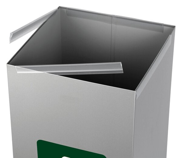 Alda Koš na tříděný odpad Eko Square 60 l, zelené víko - sklo, lakovaná ocel, šedá