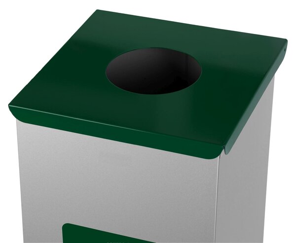 Alda Koš na tříděný odpad Eko Square 60 l, zelené víko - sklo, lakovaná ocel, šedá