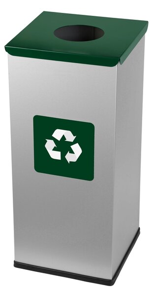 Alda Koš na tříděný odpad Eko Square 60 l, zelené víko - sklo, lakovaná ocel, šedá