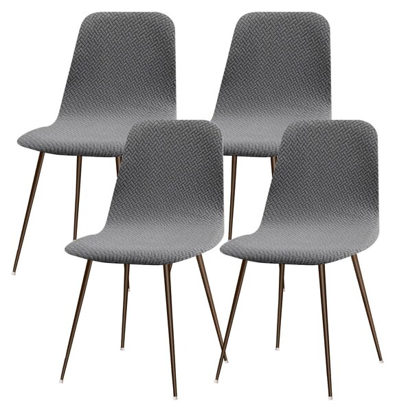 Elastické potahy na jídelní židle – skandinávský styl – 4 kusy – šedé