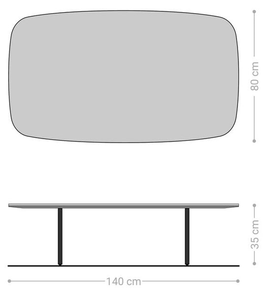 DELIFE Konferenční stolek Edge oválný tvar 140×80 cm keramika Onyx Pearl Salto kov titanová barva