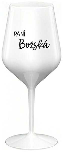 PANÍ BOŽSKÁ - bílá nerozbitná sklenička na víno 470 ml