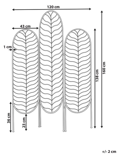 3dílný paraván PESCIA Zlatá 120 cm 160 cm