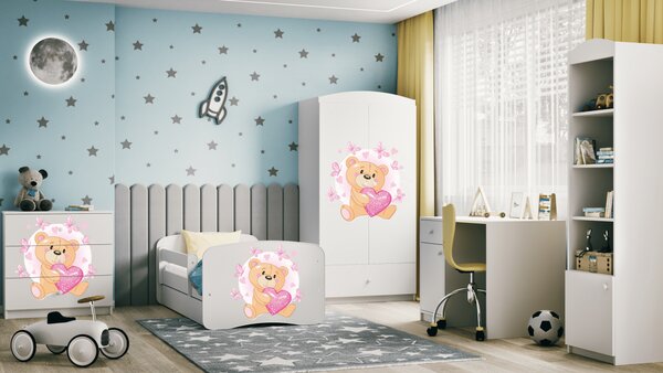 Kocot kids Dětská postel Babydreams medvídek s motýlky bílá, varianta 70x140, bez šuplíků, bez matrace