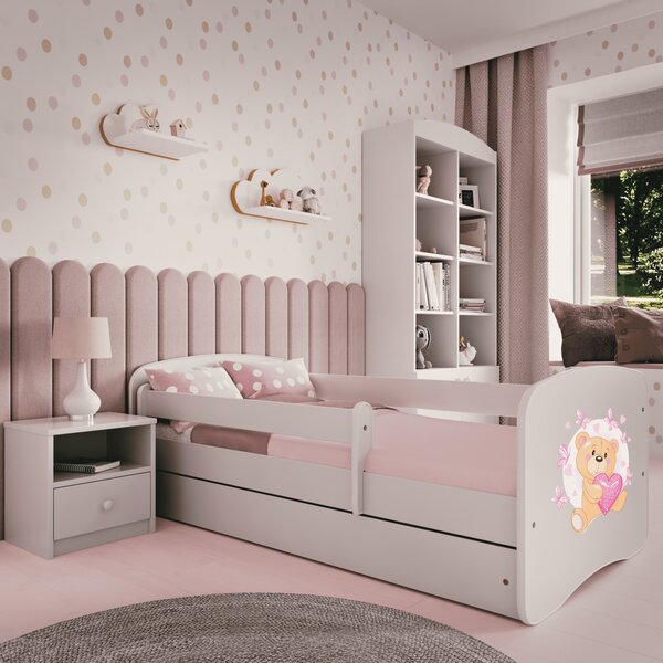 Kocot kids Dětská postel Babydreams medvídek s motýlky bílá, varianta 70x140, bez šuplíků, bez matrace