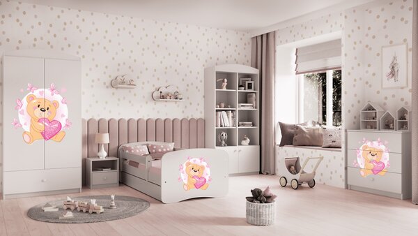 Kocot kids Dětská postel Babydreams medvídek s motýlky bílá, varianta 70x140, bez šuplíků, bez matrace