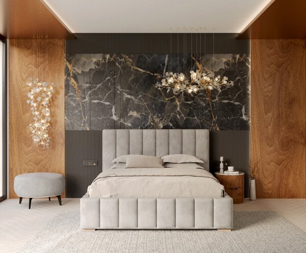 Čalouněná postel AUSTIN 120x200 cm Šedá Trinity s úložným prostorem kovový rošt