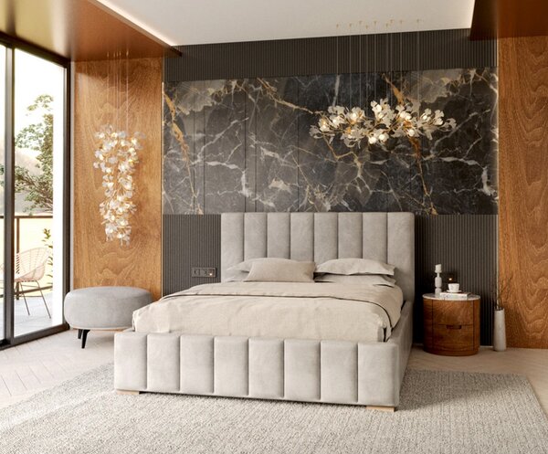 Čalouněná postel AUSTIN 120x200 cm Šedá Trinity s úložným prostorem kovový rošt