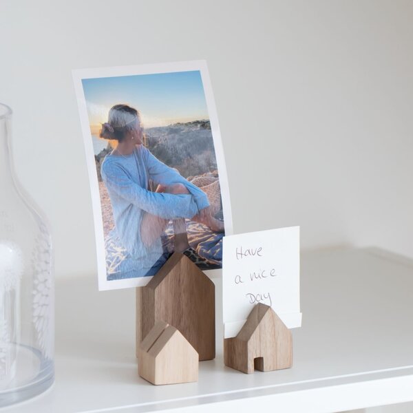 Dřevěný stojánek na fotky House – set 3 ks