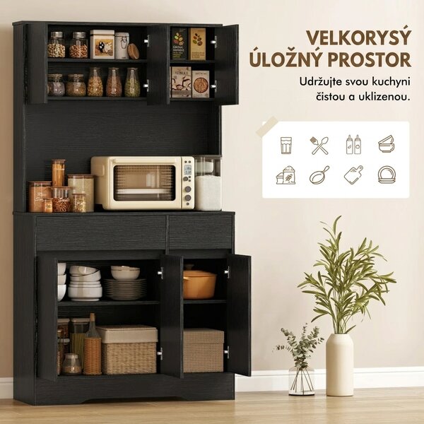 Kuchyňská skříň s úložným prostorem, černá, 100 x 38 x 180 cm 83A-248V90BK