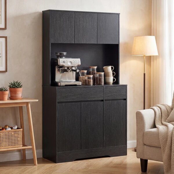 Kuchyňská skříň s úložným prostorem, černá, 100 x 38 x 180 cm 83A-248V90BK