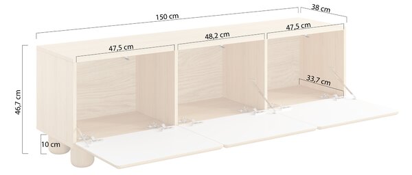 Televizní stolek Arlo 150 cm třídveřový - dub vicenza