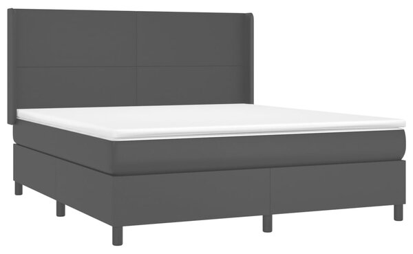 Box spring postel s matrací a LED černá 160x200 cm umělá kůže 3139271