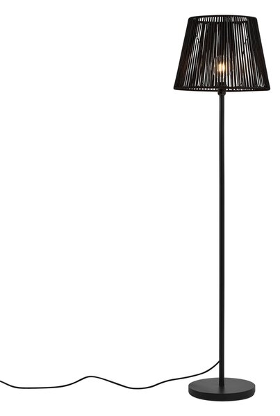 Venkovní stojací lampa černá s černým lanovým stínidlem IP44 - Virginia Jayla