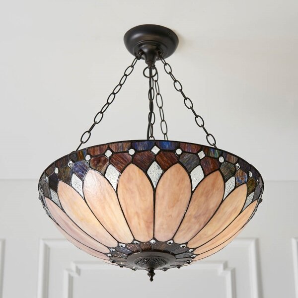 Endon 63976 - Lustr na řetězu Tiffany BROOKLYN 3xE27/60W/230V pr. 50 cm