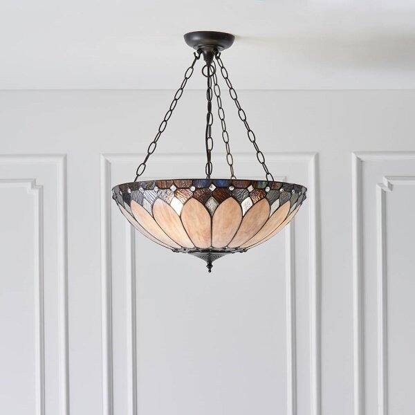 Endon 63976 - Lustr na řetězu Tiffany BROOKLYN 3xE27/60W/230V pr. 50 cm