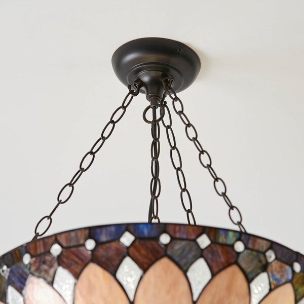Endon 63976 - Lustr na řetězu Tiffany BROOKLYN 3xE27/60W/230V pr. 50 cm