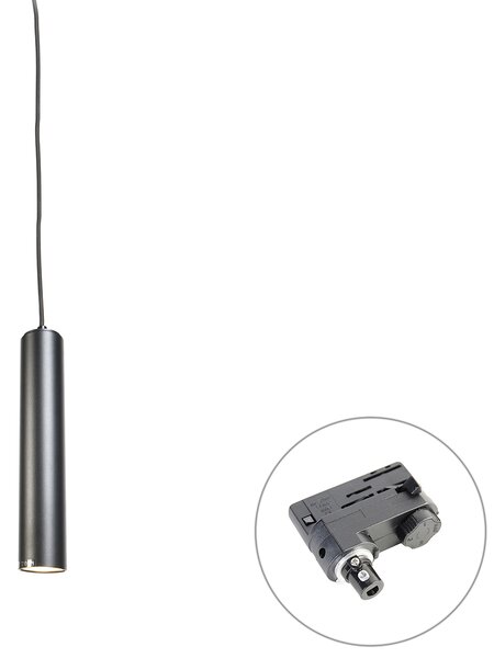 Designové závěsné svítidlo černé vč. adaptéru na lištu 3-fázové - 3-Phase Tuba Small