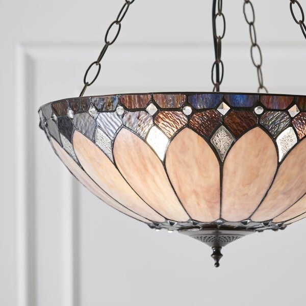 Endon 63976 - Lustr na řetězu Tiffany BROOKLYN 3xE27/60W/230V pr. 50 cm