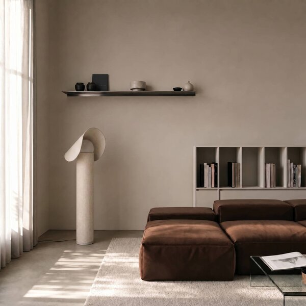 Lucande LED stojací lampa Sansibar, béžová, 110 cm, stmívatelné, stmívatelný, Krémová / jantar, Ložnice, Textil / tkanina / hedvábí, Design