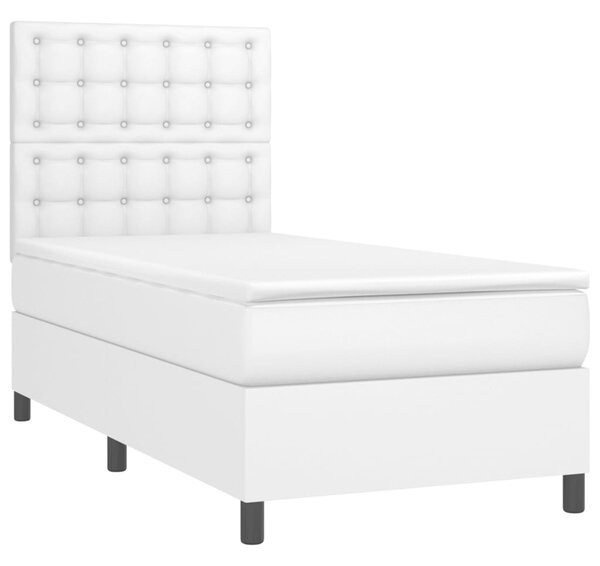 Box spring postel s matrací a LED bílá 80 x 200 cm umělá kůže 3135910