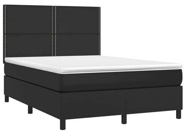 Box spring postel s matrací a LED černá 140 x 190 cm umělá kůže 3135879