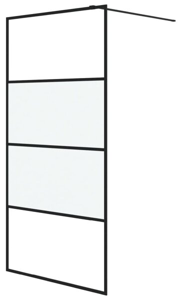 Sprchová zástěna walk-in černá 100x195 cm napůl mléčné ESG sklo 152127