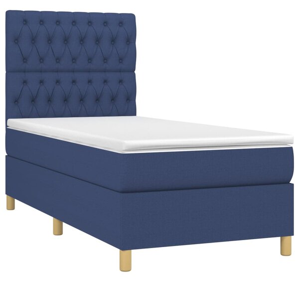 Box spring postel s matrací modrá 90x200 cm textil 3142551