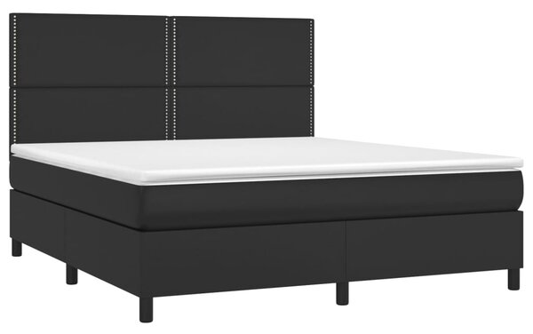 Box spring postel s matrací a LED černá 180x200 cm umělá kůže 3135897