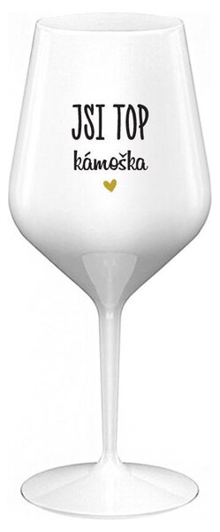 JSI TOP KÁMOŠKA - bílá nerozbitná sklenička na víno 470 ml