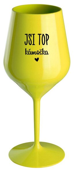 JSI TOP KÁMOŠKA - žlutá nerozbitná sklenička na víno 470 ml